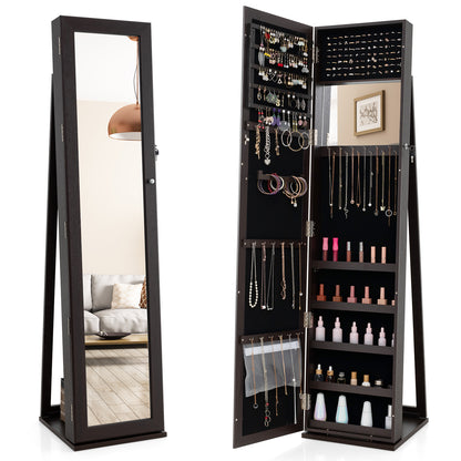 Lockable Jewelry Storage Organizer, Full-Length Mirror, Coffee Jewelry Armoires Coffee at Gallery Canada
