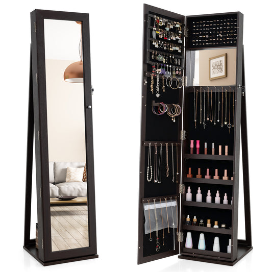 Lockable Jewelry Storage Organizer, Full-Length Mirror, Coffee Jewelry Armoires Coffee at Gallery Canada