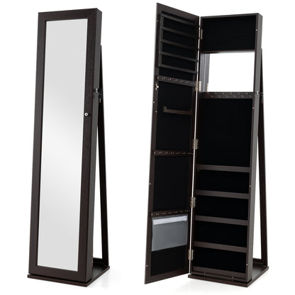 Lockable Jewelry Storage Organizer, Full-Length Mirror, Coffee Jewelry Armoires at Gallery Canada