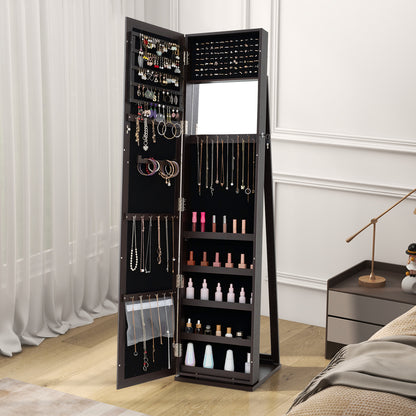 Lockable Jewelry Storage Organizer, Full-Length Mirror, Coffee Jewelry Armoires at Gallery Canada