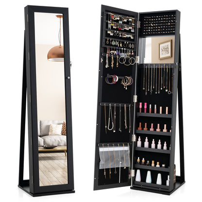 Standing Lockable Jewelry Organizer With Full-Length Mirror, Black Jewelry Armoires at Gallery Canada