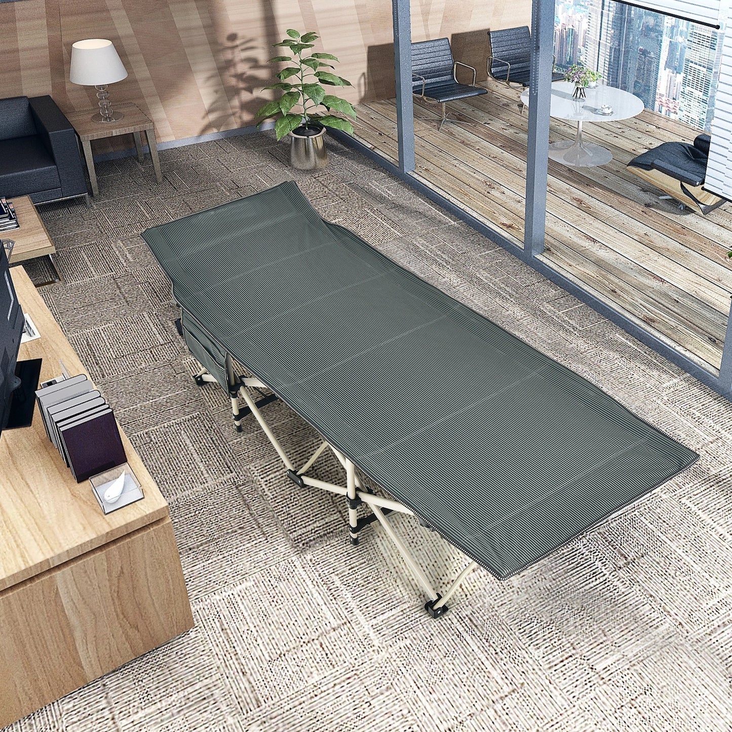 Wide Foldable Camping Cot with Carry Bag, Gray Camping Furniture at Gallery Canada