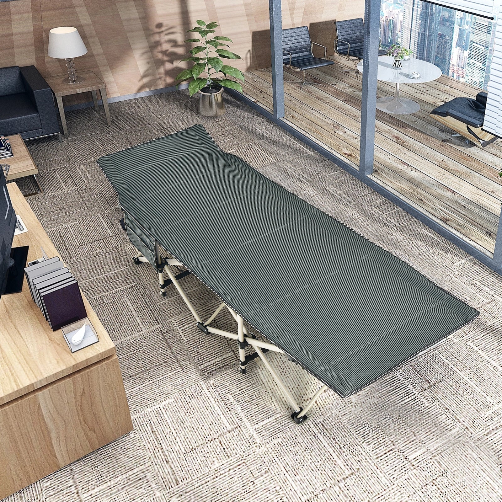 Wide Foldable Camping Cot with Carry Bag, Gray Camping Furniture at Gallery Canada