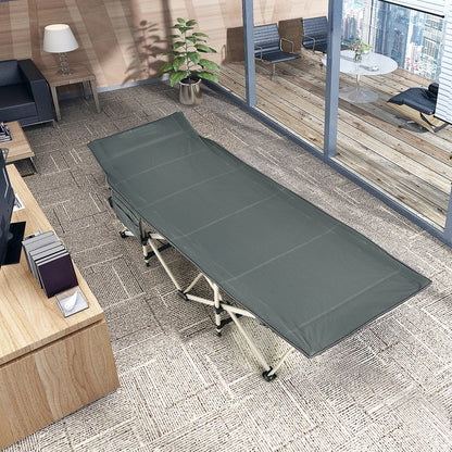 Wide Foldable Camping Cot with Carry Bag, Gray Camping Furniture at Gallery Canada