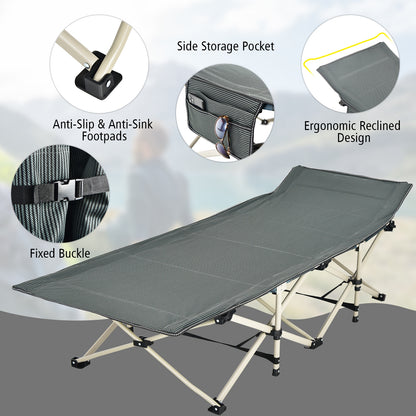 Wide Foldable Camping Cot with Carry Bag, Gray Camping Furniture at Gallery Canada