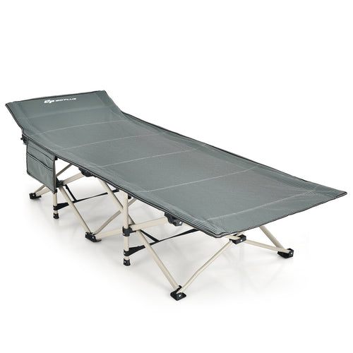 Wide Foldable Camping Cot with Carry Bag, Gray