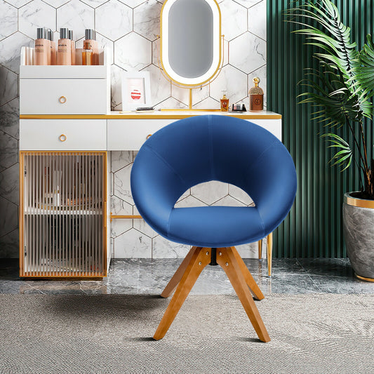 Swivel Accent Chair with Oversized Upholstered Seat for Home Office, Blue Accent Chairs Blue at Gallery Canada