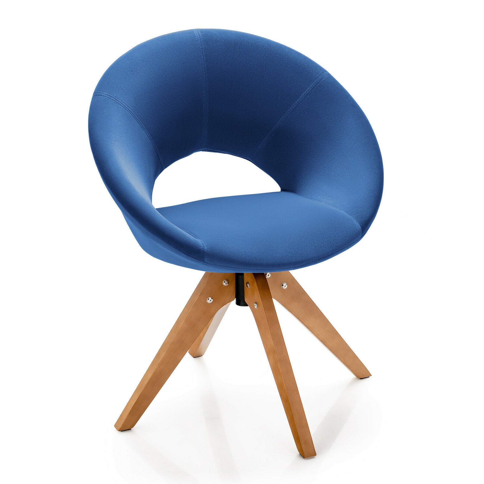 Swivel Accent Chair with Oversized Upholstered Seat for Home Office, Blue Accent Chairs at Gallery Canada