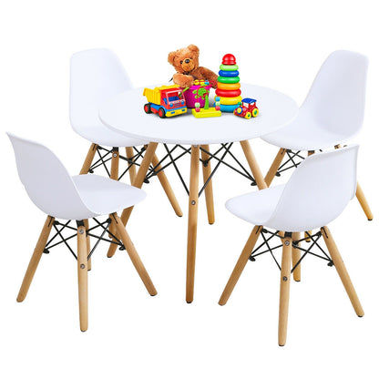 5 Pieces Kids Mid-Century Modern Table Chairs Set, White Kids Table & Chair Sets at Gallery Canada