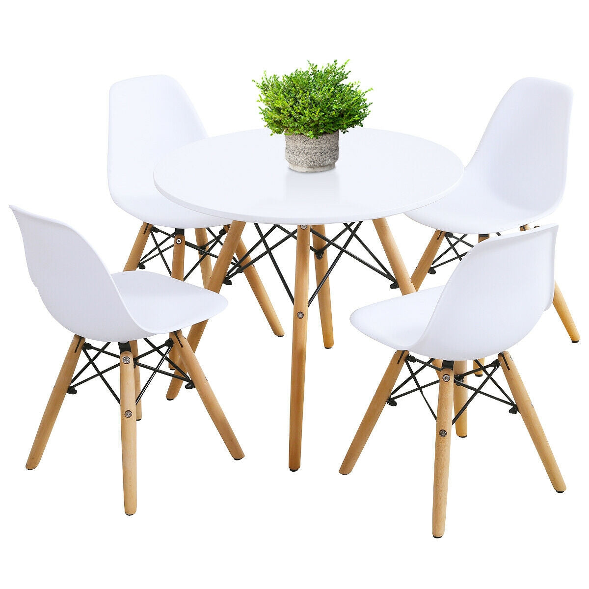 5 Pieces Kids Mid-Century Modern Table Chairs Set, White Kids Table & Chair Sets at Gallery Canada