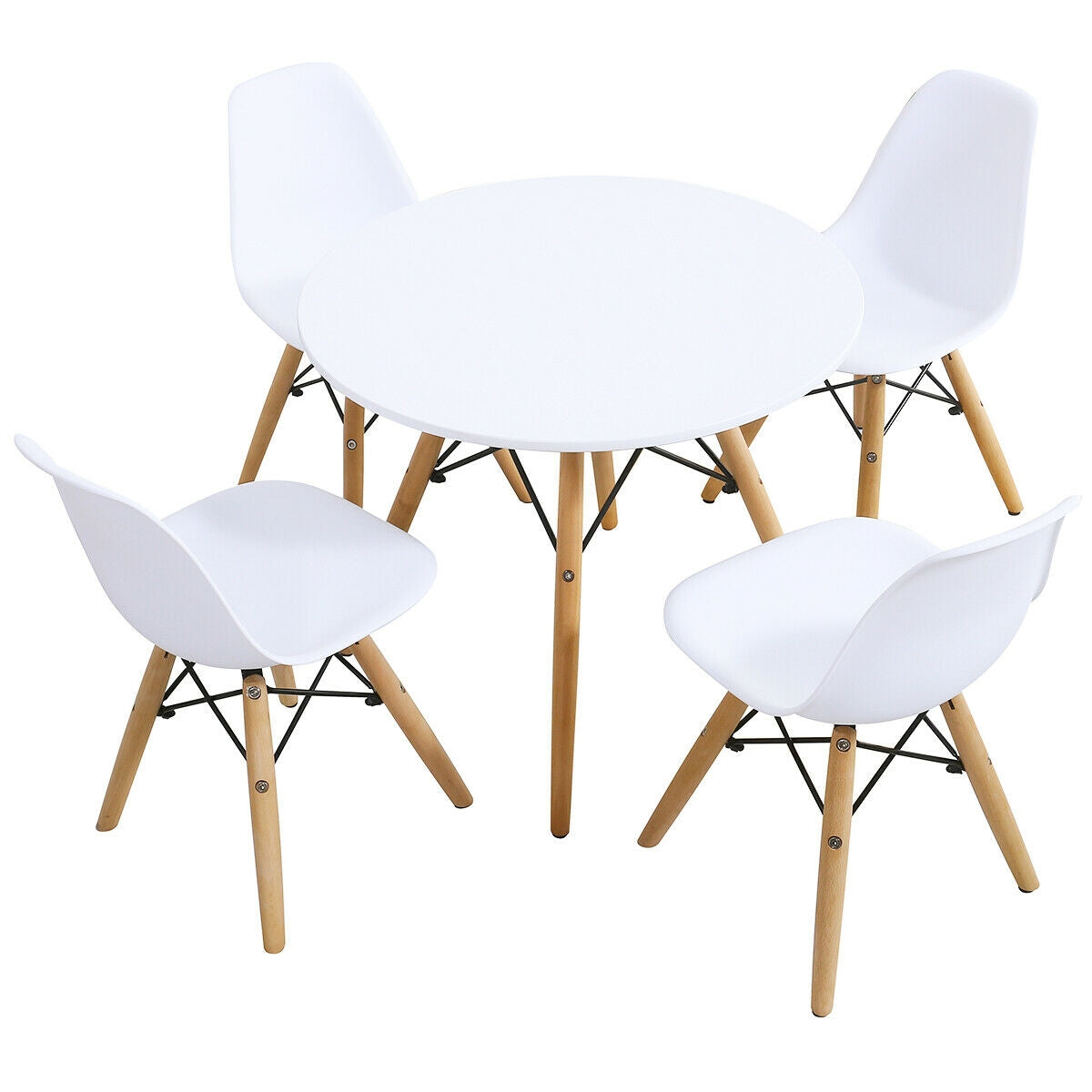 5 Pieces Kids Mid-Century Modern Table Chairs Set, White Kids Table & Chair Sets White at Gallery Canada