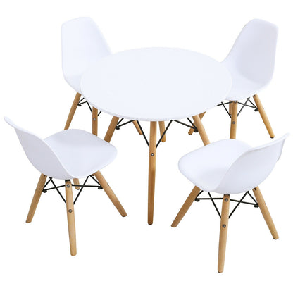 5 Pieces Kids Mid-Century Modern Table Chairs Set, White Kids Table & Chair Sets White at Gallery Canada