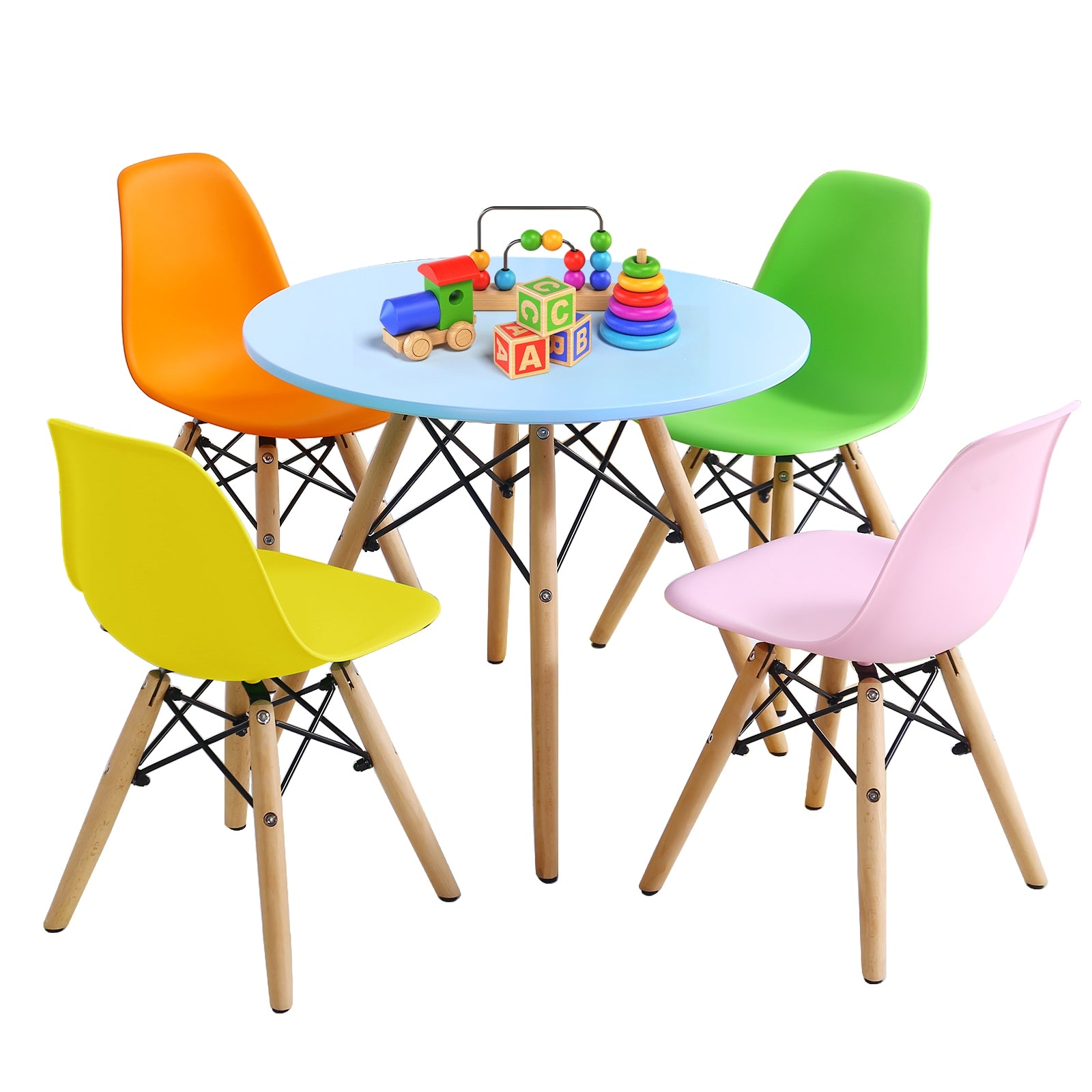 5 Pieces Kid's Colorful Set with 4 Armless Chairs, Multicolor Kids Table & Chair Sets at Gallery Canada