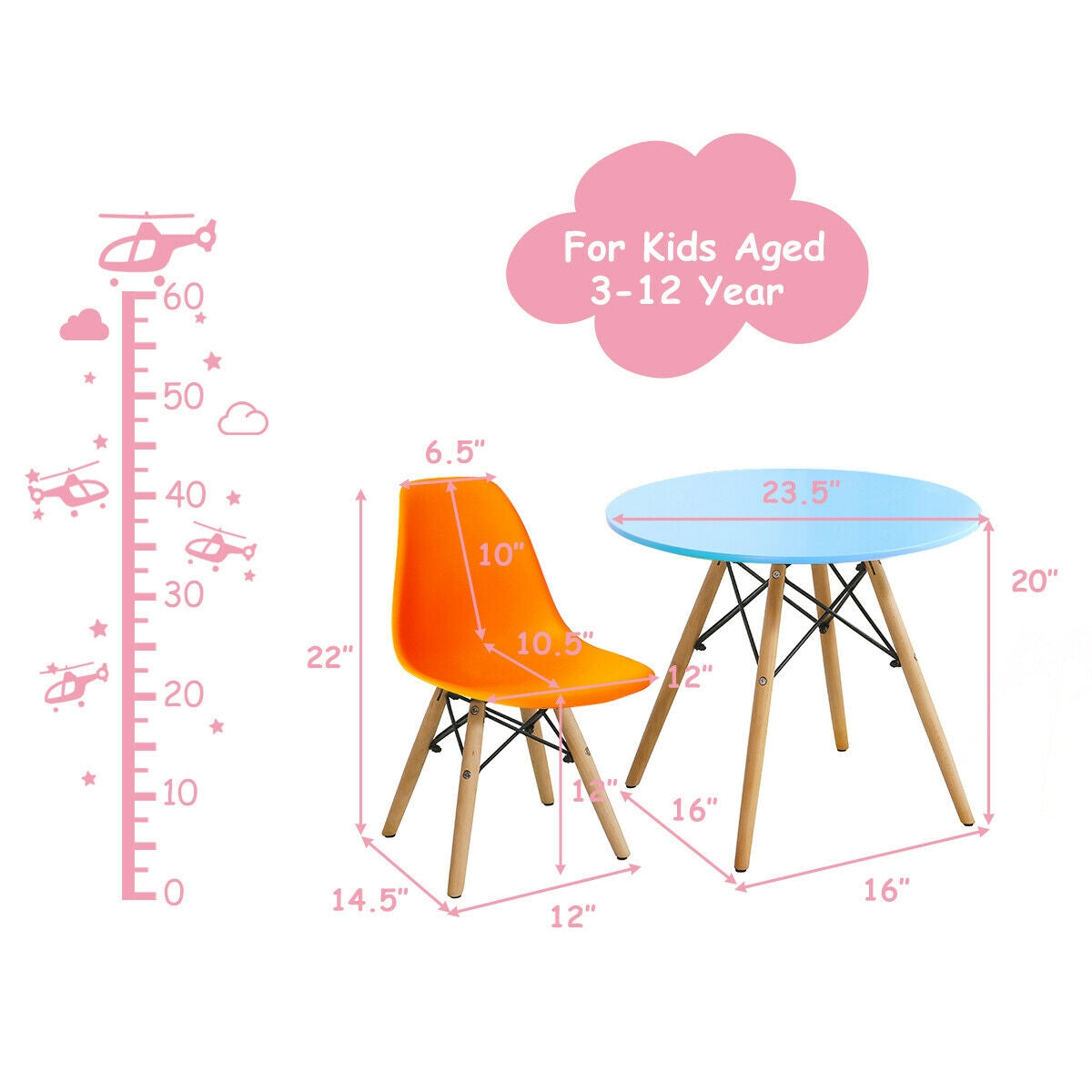 5 Pieces Kid's Colorful Set with 4 Armless Chairs, Multicolor Kids Table & Chair Sets at Gallery Canada