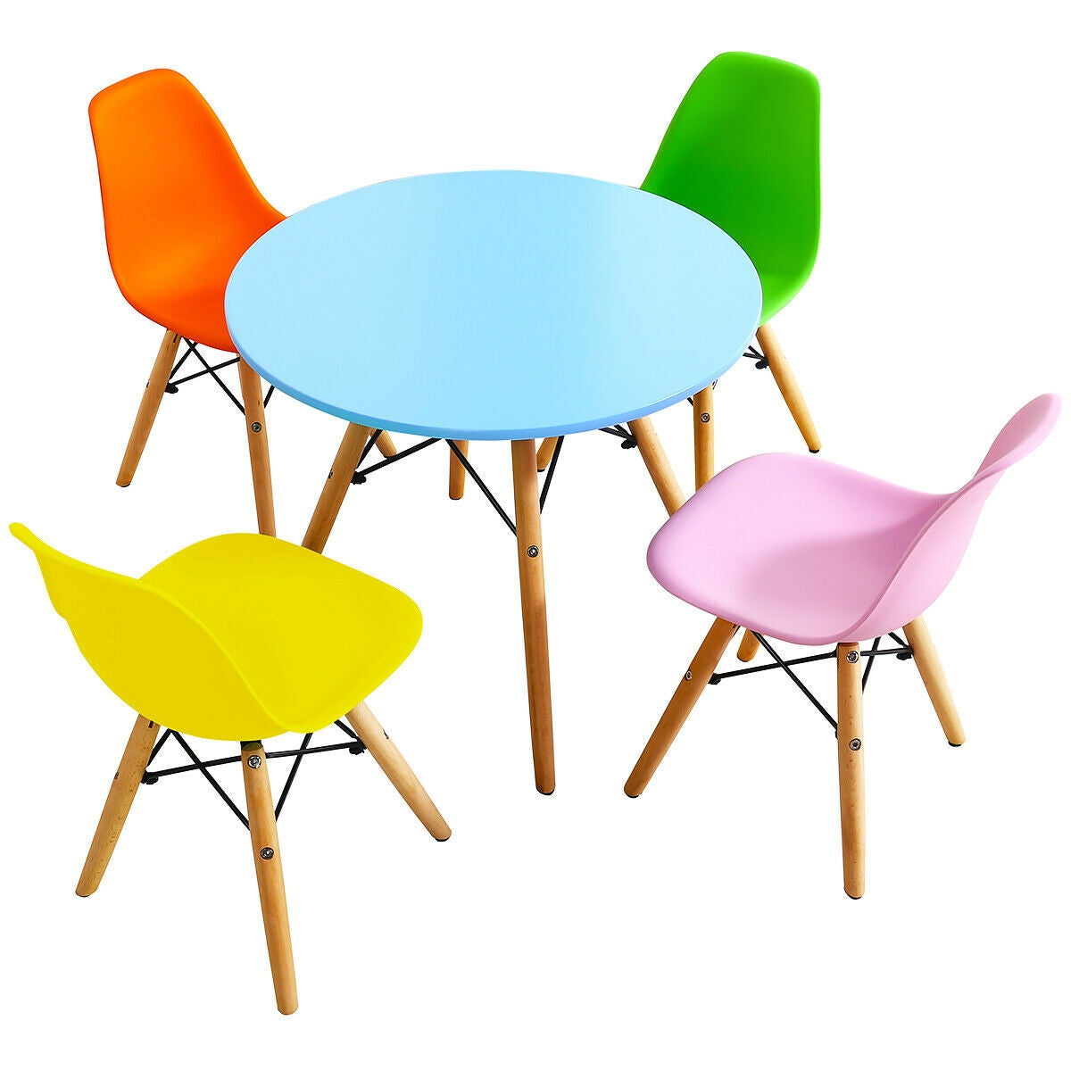 5 Pieces Kid's Colorful Set with 4 Armless Chairs, Multicolor Kids Table & Chair Sets Multicolor at Gallery Canada