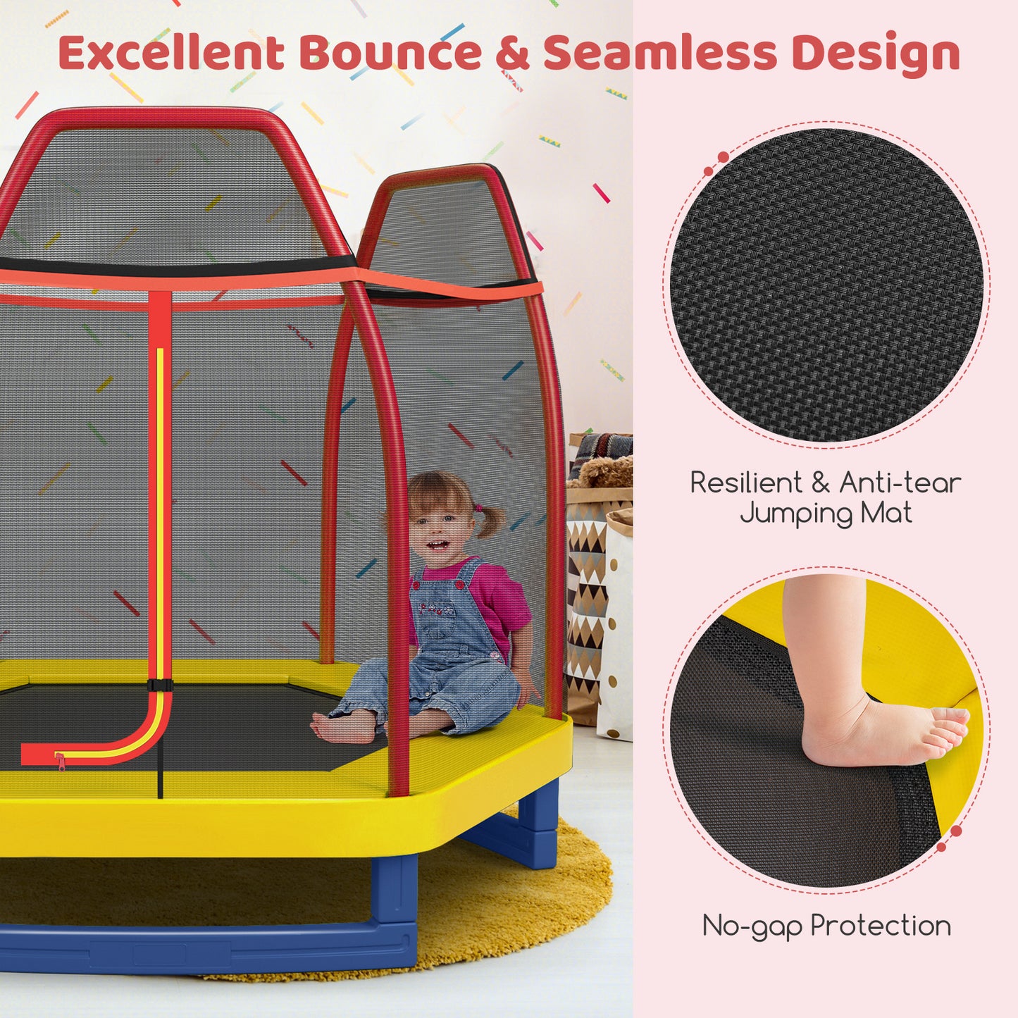 7 Feet Kids Recreational Bounce Jumper Trampoline, Red Trampolines at Gallery Canada