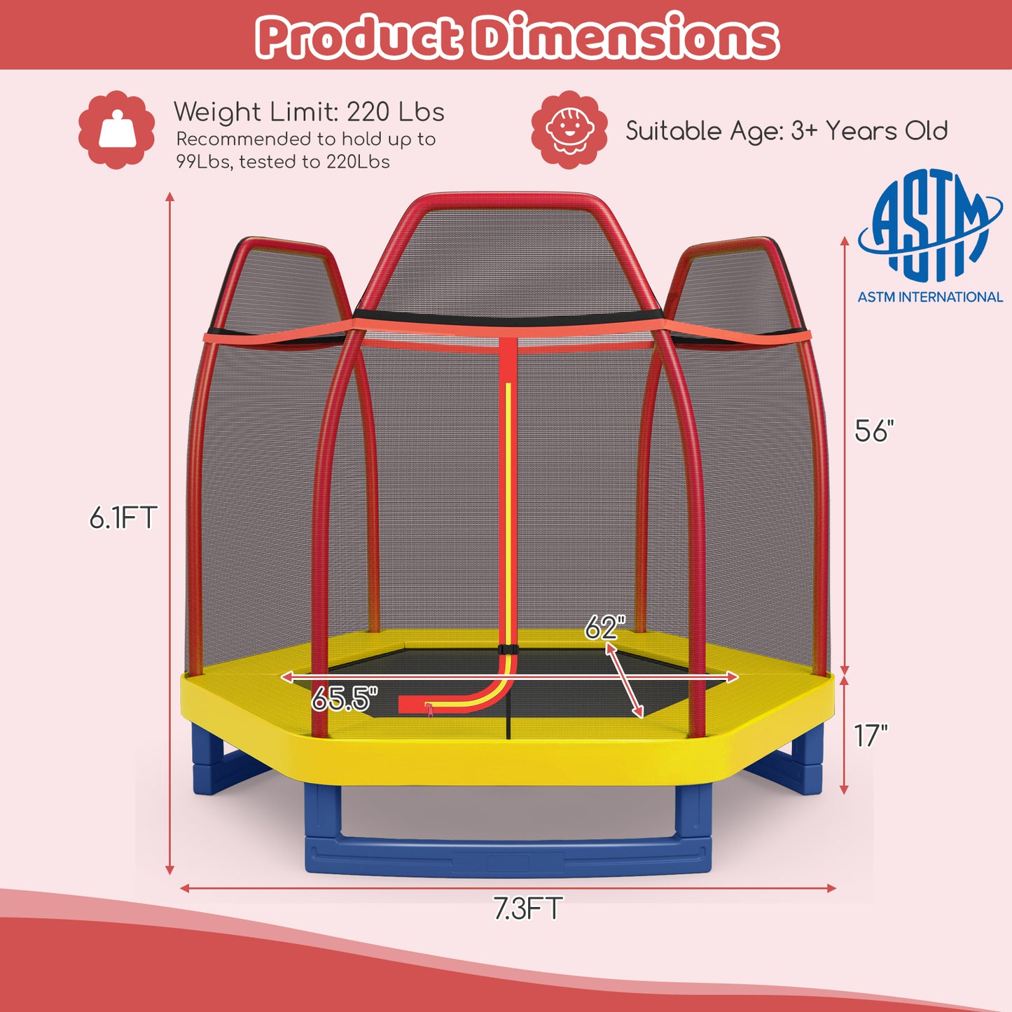 7 Feet Kids Recreational Bounce Jumper Trampoline, Red Trampolines at Gallery Canada