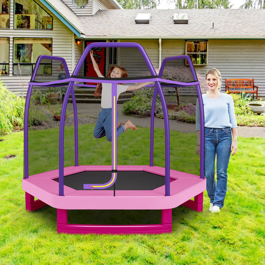 7 Feet Kids Recreational Bounce Jumper Trampoline, Pink Trampolines Pink at Gallery Canada