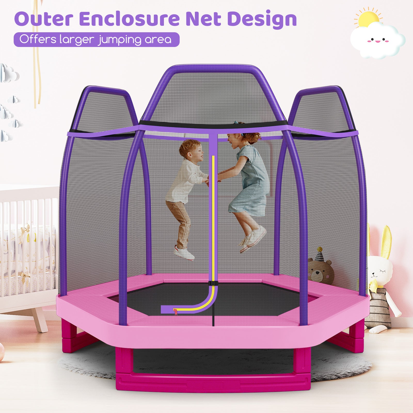 7 Feet Kids Recreational Bounce Jumper Trampoline, Pink Trampolines at Gallery Canada