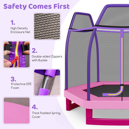 7 Feet Kids Recreational Bounce Jumper Trampoline, Pink Trampolines at Gallery Canada