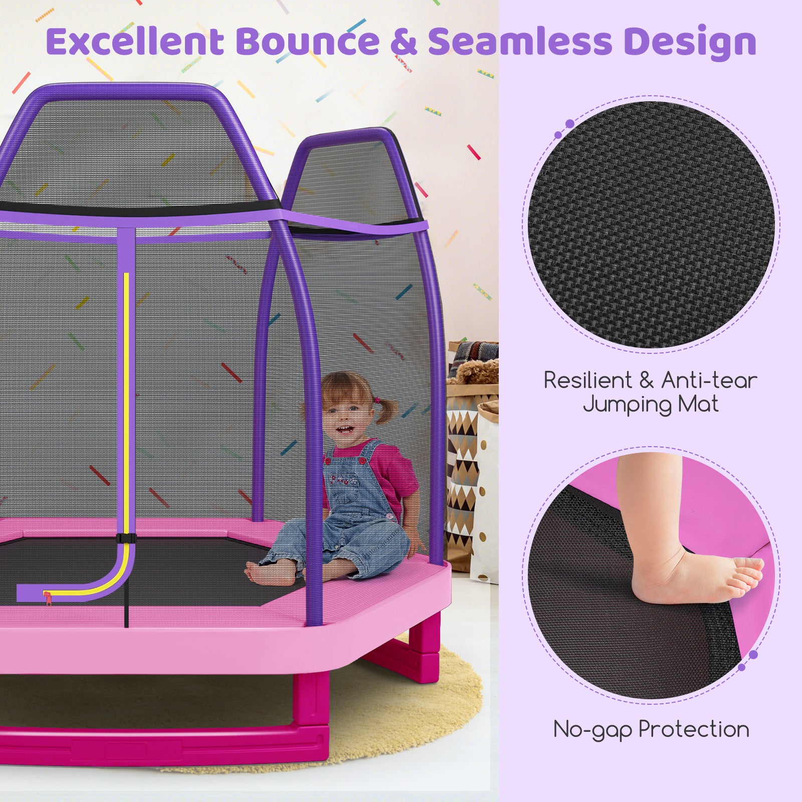 7 Feet Kids Recreational Bounce Jumper Trampoline, Pink Trampolines at Gallery Canada