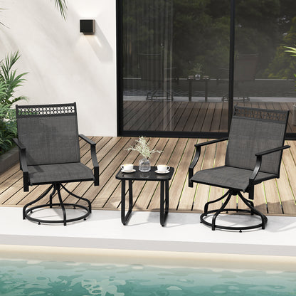 Patio Swivel Dining Chairs, Set of 2, Heavy-Duty Metal Frame, Gray Patio Dining Chairs at Gallery Canada