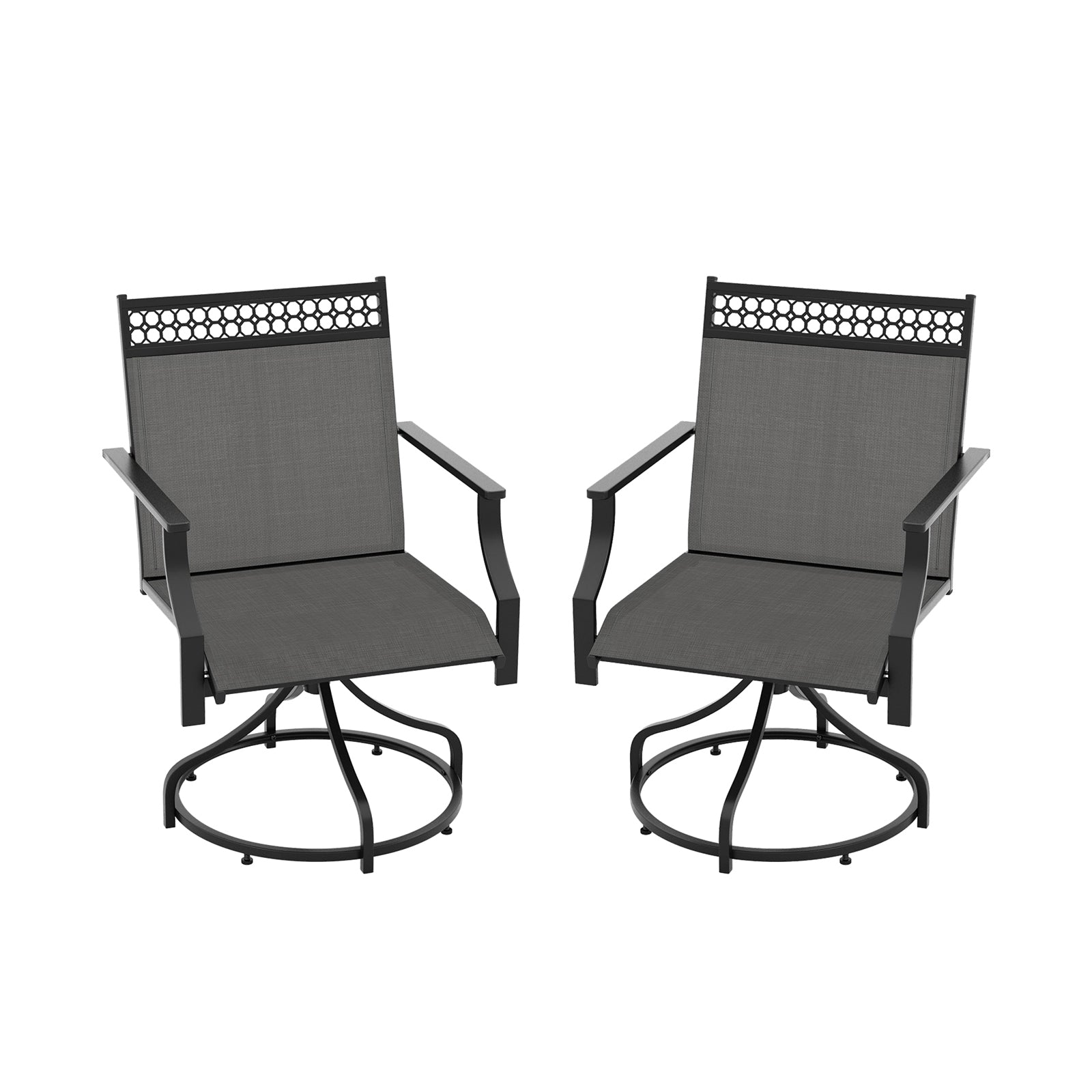 Patio Swivel Dining Chairs, Set of 2, Heavy-Duty Metal Frame, Gray Patio Dining Chairs at Gallery Canada