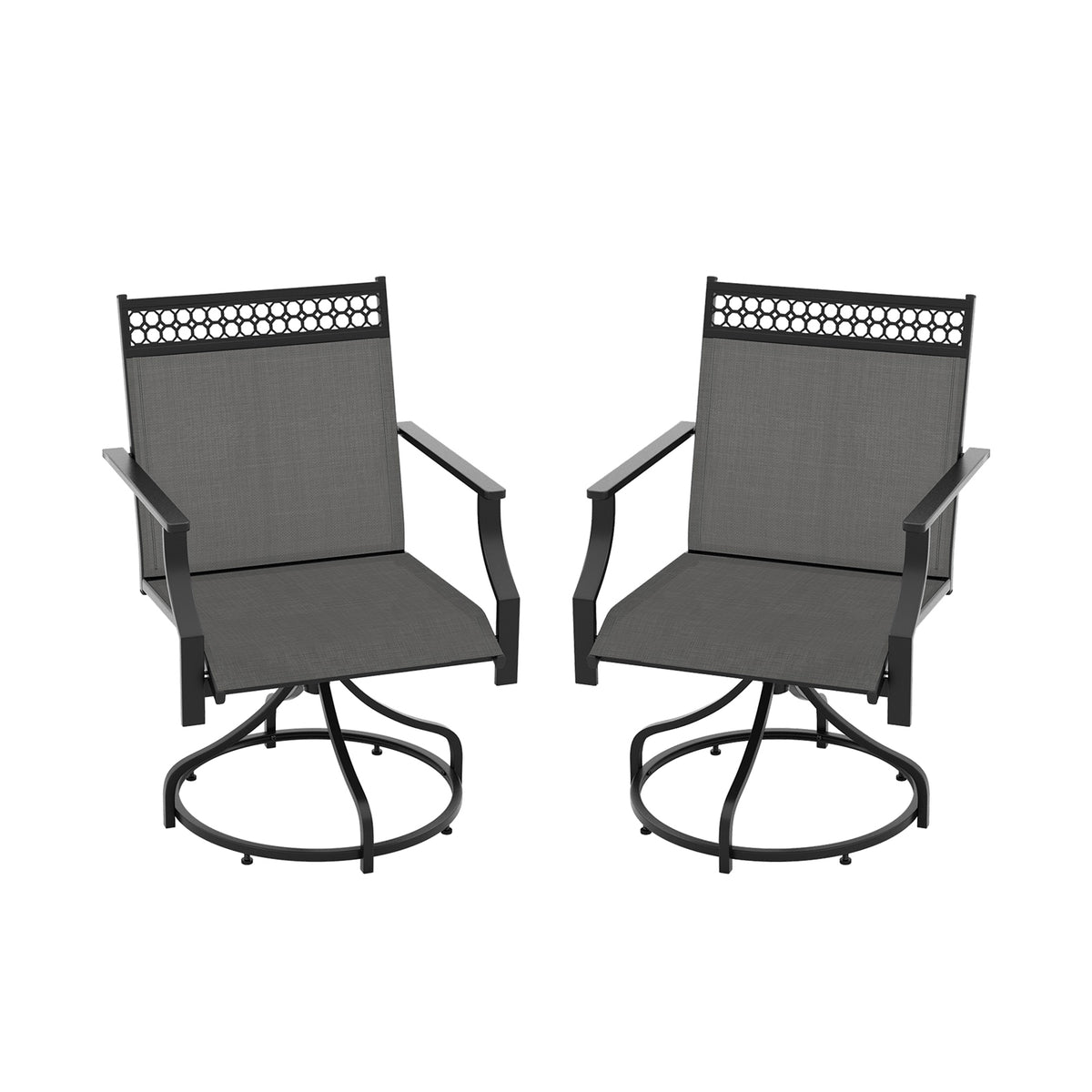 Patio Swivel Dining Chairs, Set of 2, Heavy-Duty Metal Frame, Gray Patio Dining Chairs at Gallery Canada