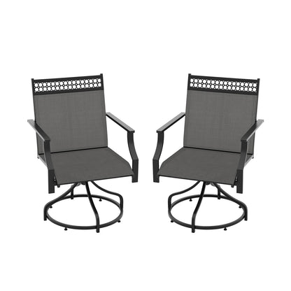 Patio Swivel Dining Chairs, Set of 2, Heavy-Duty Metal Frame, Gray Patio Dining Chairs at Gallery Canada