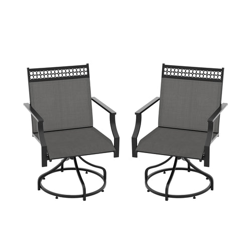 Patio Swivel Dining Chairs, Set of 2, Heavy-Duty Metal Frame, Gray