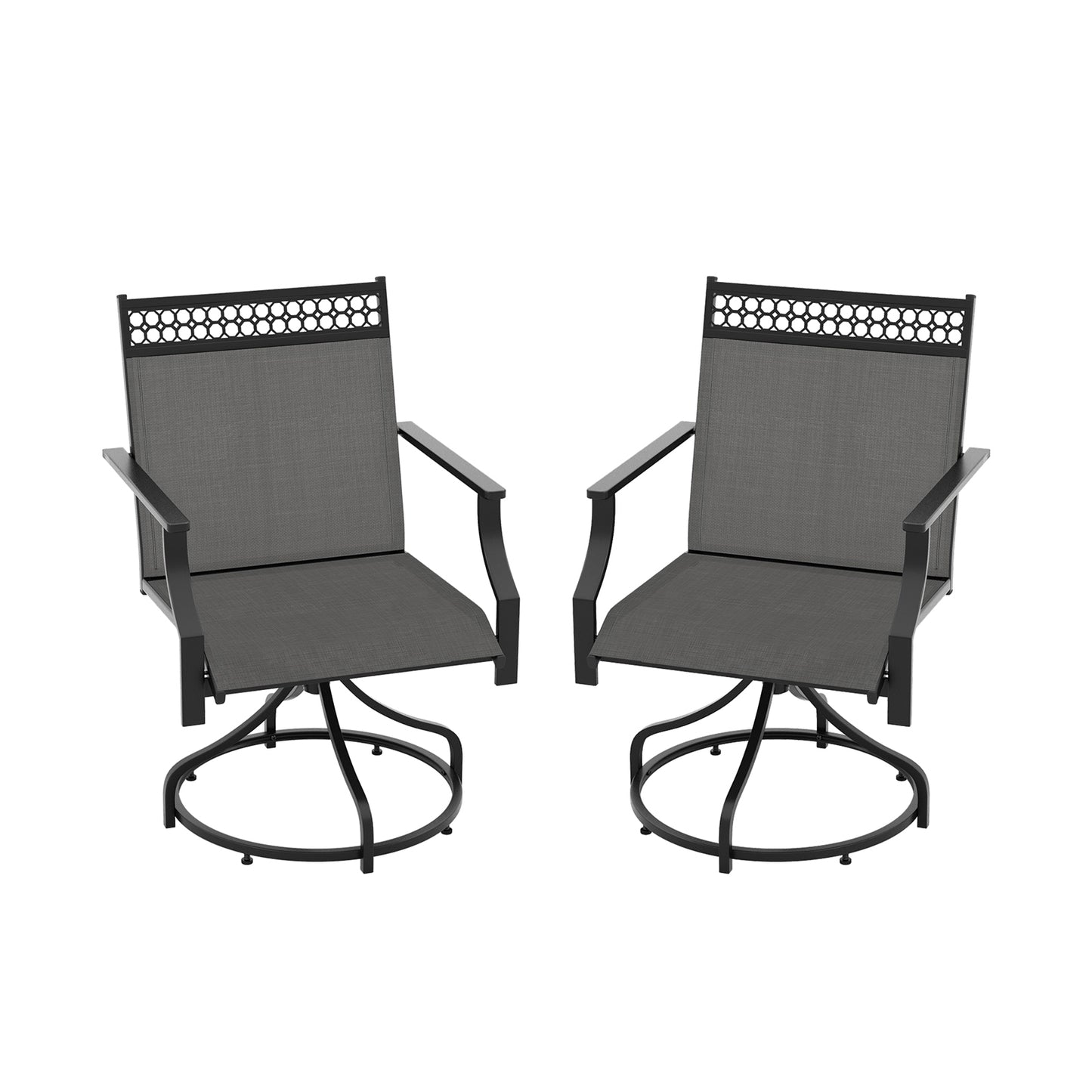 Patio Swivel Dining Chairs, Set of 2, Heavy-Duty Metal Frame, Gray Patio Dining Chairs Gray at Gallery Canada