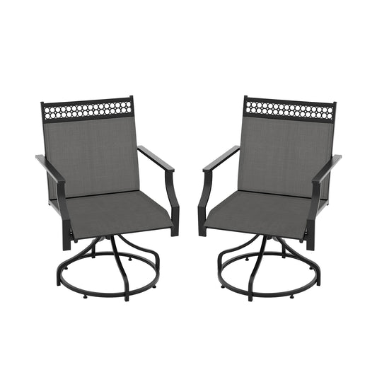 Patio Swivel Dining Chairs, Set of 2, Heavy-Duty Metal Frame, Gray Patio Dining Chairs Gray at Gallery Canada