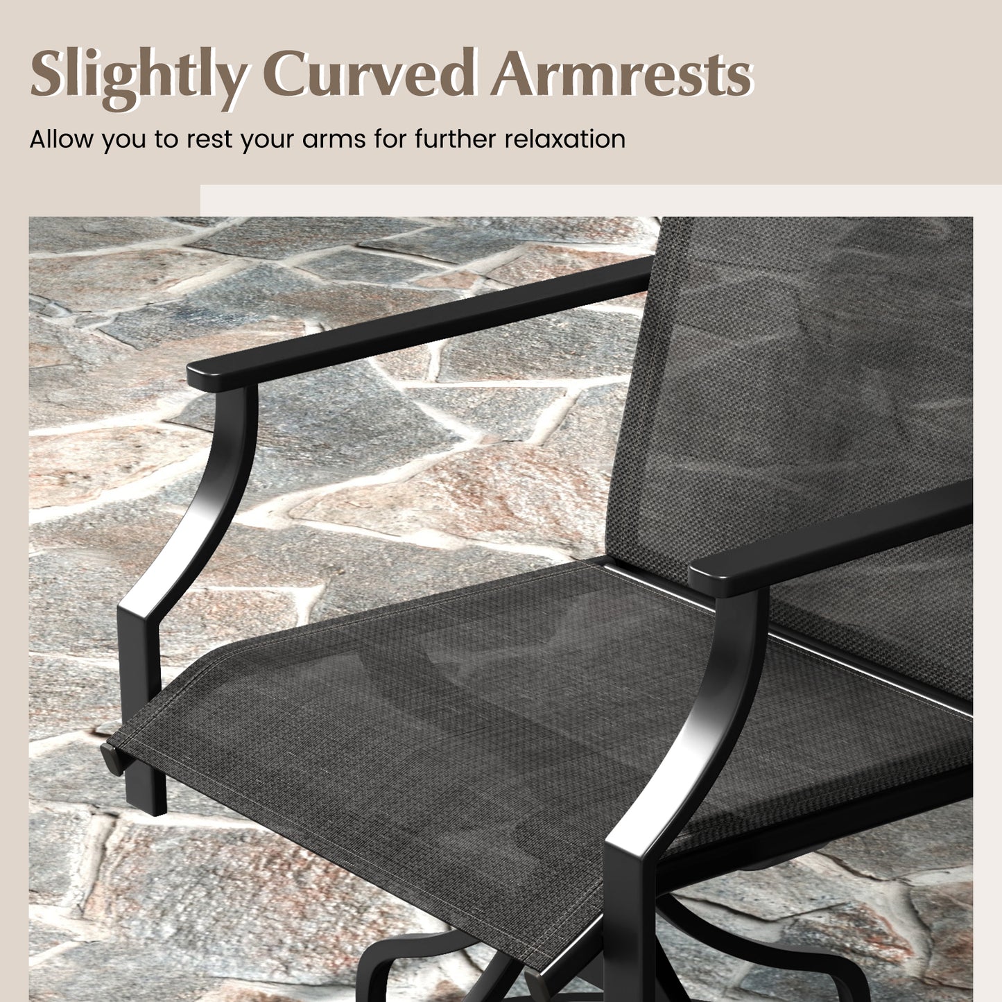 Patio Swivel Dining Chairs, Set of 2, Heavy-Duty Metal Frame, Gray Patio Dining Chairs at Gallery Canada