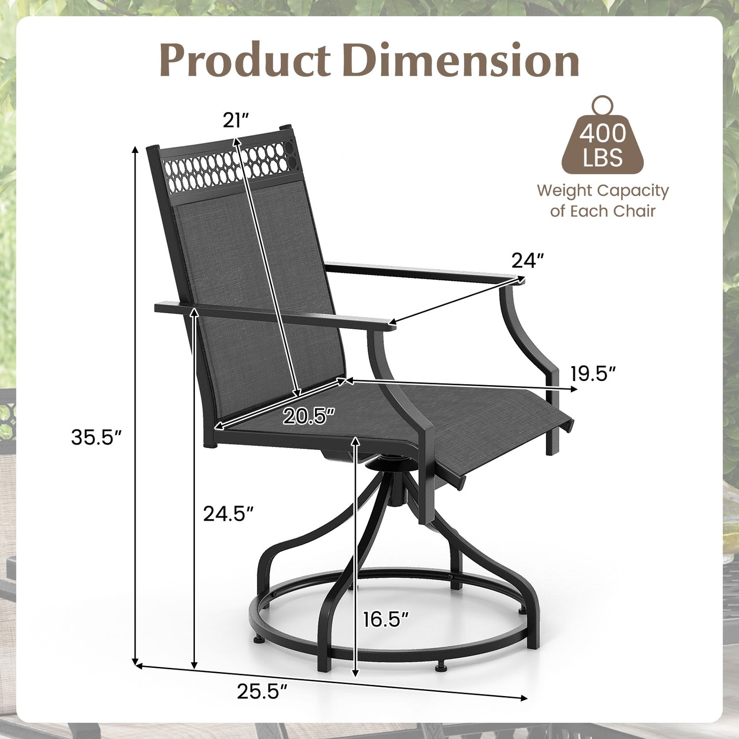 Patio Swivel Dining Chairs, Set of 2, Heavy-Duty Metal Frame, Gray Patio Dining Chairs at Gallery Canada