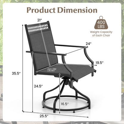 Patio Swivel Dining Chairs, Set of 2, Heavy-Duty Metal Frame, Gray Patio Dining Chairs at Gallery Canada