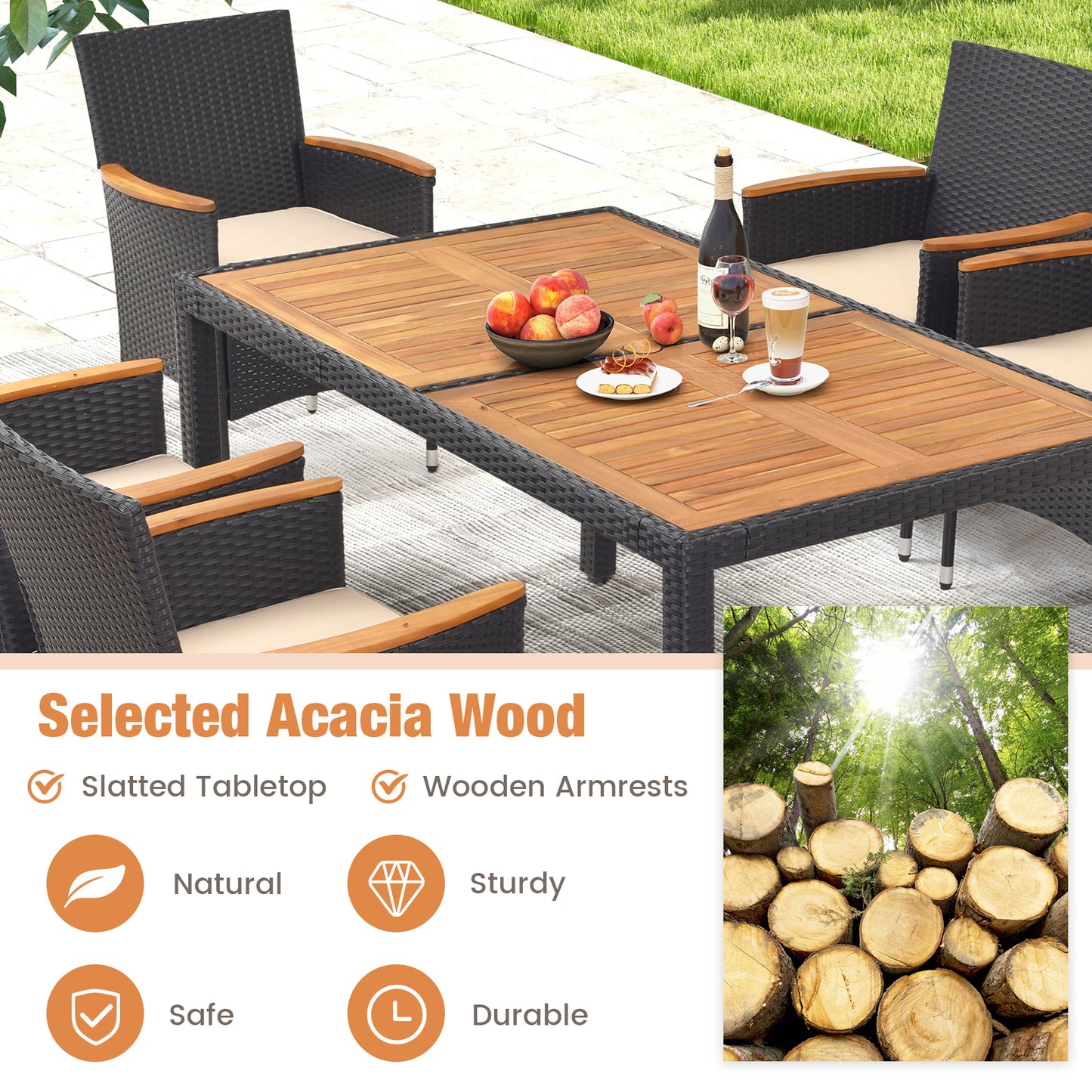 7 Piece Outdoor Dining Set, With Umbrella Hole Patio Dining Sets at Gallery Canada