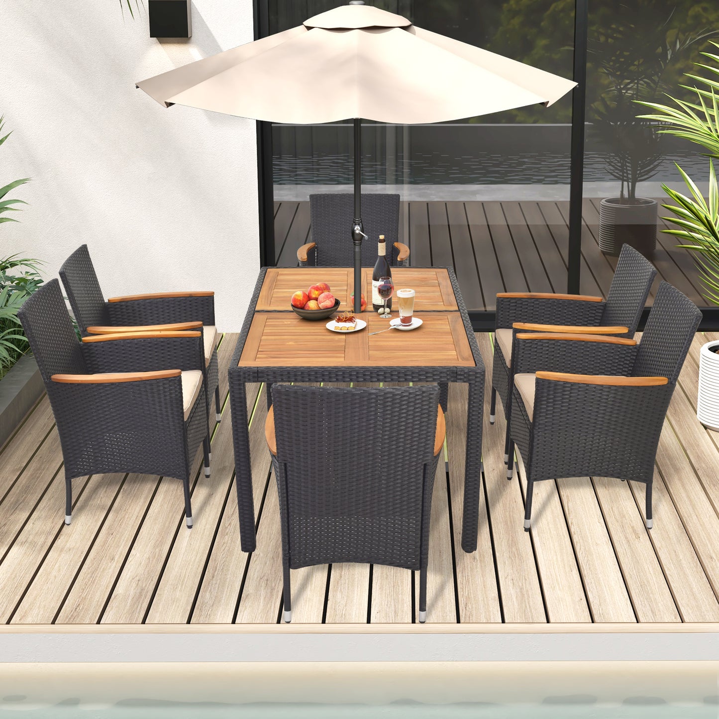 7 Piece Outdoor Dining Set, With Umbrella Hole Patio Dining Sets at Gallery Canada
