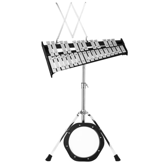 30 Notes Percussion With Practice Pad, Mallets, Sticks, Stand, Black