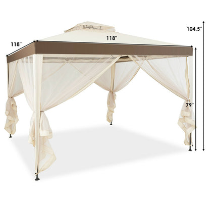 Canopy Gazebo Tent Shelter, With Mosquito Netting, Beige Gazebos at Gallery Canada