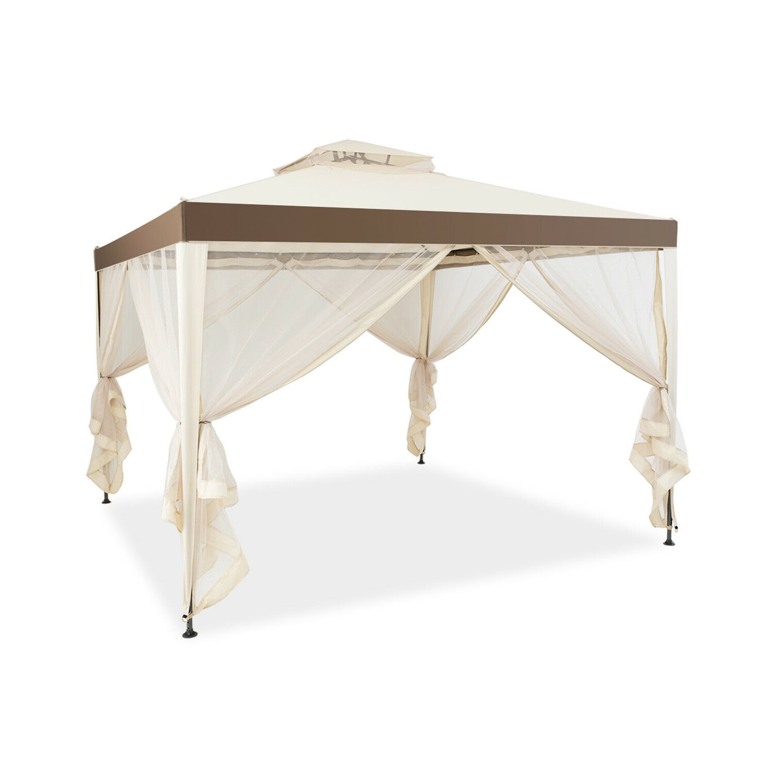 Canopy Gazebo Tent Shelter, With Mosquito Netting, Beige Gazebos at Gallery Canada