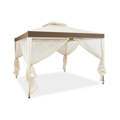 Canopy Gazebo Tent Shelter, With Mosquito Netting, Beige Gazebos Beige at Gallery Canada