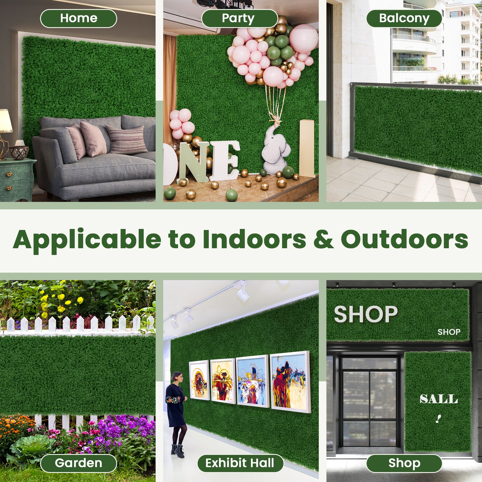 12 Pieces 20 x 20 inches Artificial Grass Wall Panels for Garden Yard Balcony, Green Faux Plants at Gallery Canada