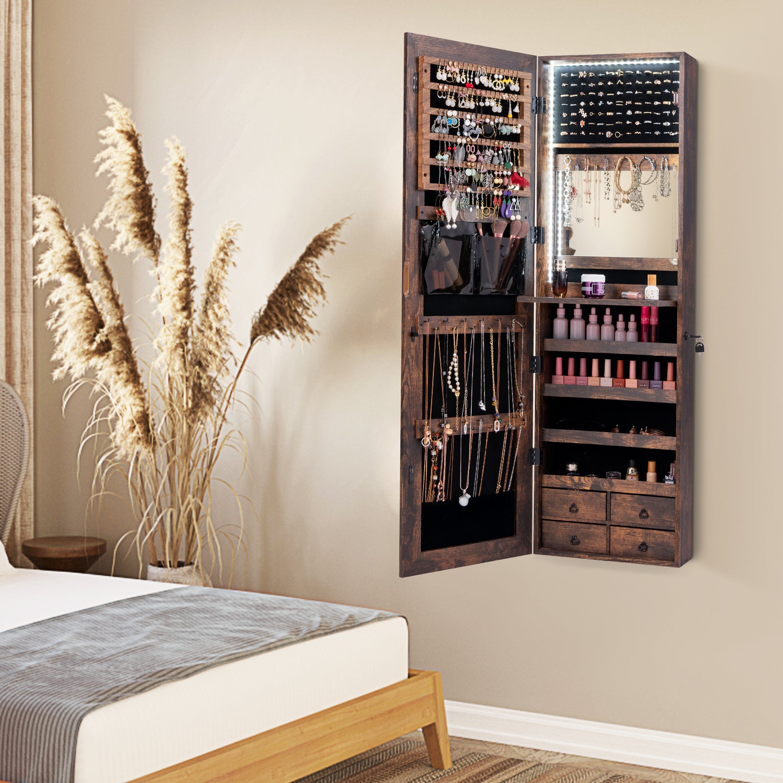 Multipurpose Storage Cabinet, 4 Drawers, Rustic Brown Jewelry Armoires at Gallery Canada