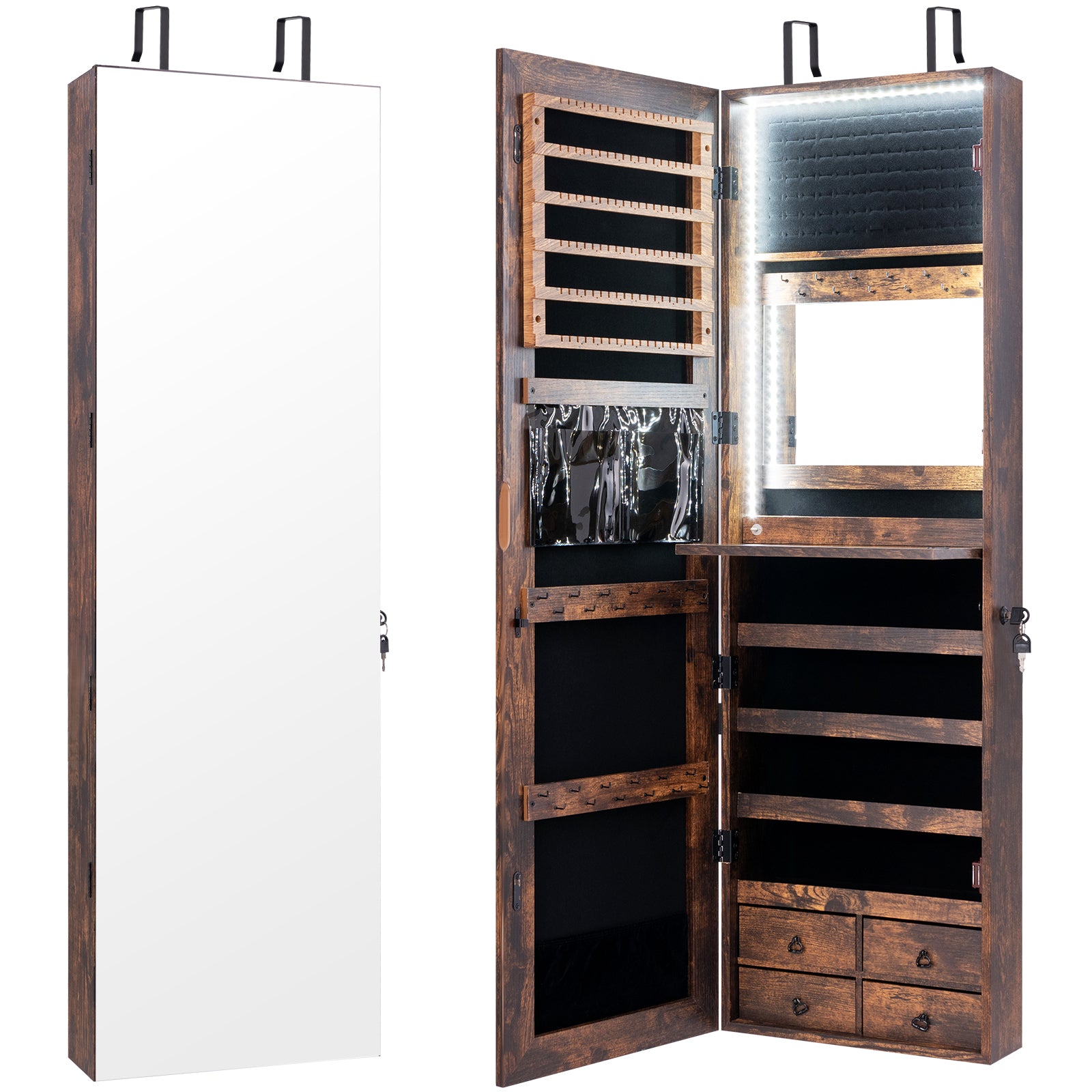 Multipurpose Storage Cabinet, 4 Drawers, Rustic Brown Jewelry Armoires Rustic Brown at Gallery Canada