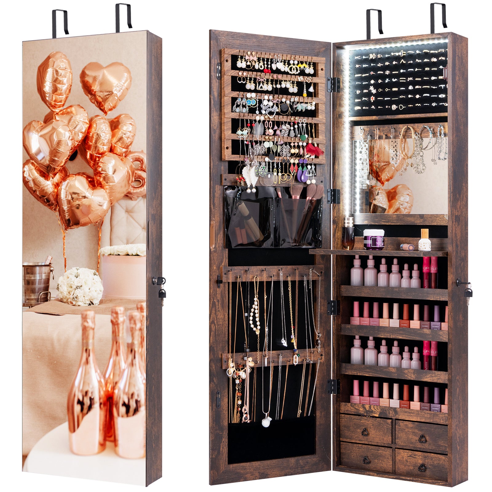 Multipurpose Storage Cabinet, 4 Drawers, Rustic Brown Jewelry Armoires at Gallery Canada