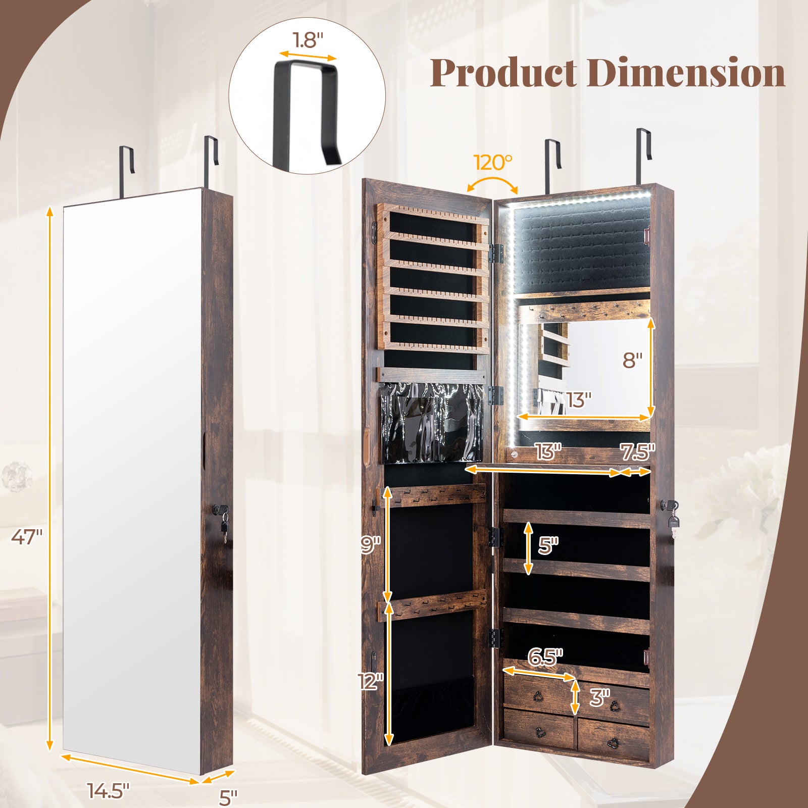 Multipurpose Storage Cabinet, 4 Drawers, Rustic Brown Jewelry Armoires at Gallery Canada