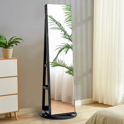 Armoire à bijoux rotative à 360°, avec LED verrouillable, noire