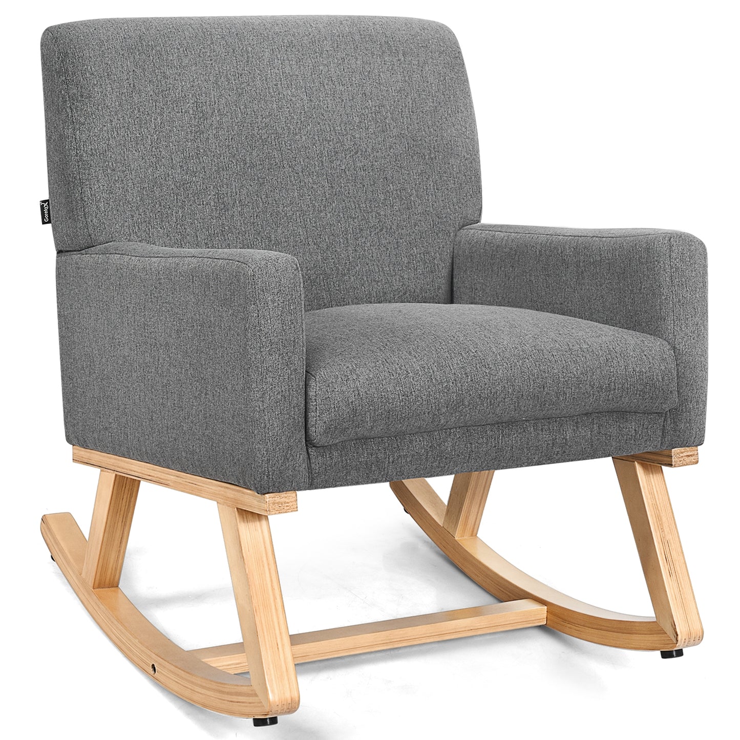 Upholstered Rocking Chair, Solid Wood Base, Gray Accent Chairs at Gallery Canada