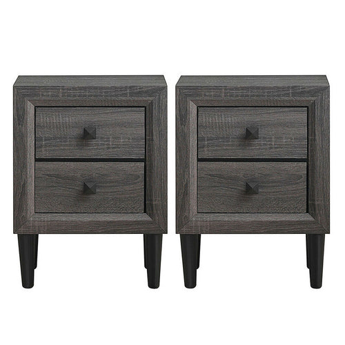 2PCS Nightstand W/2 Drawer Multipurpose, Gray