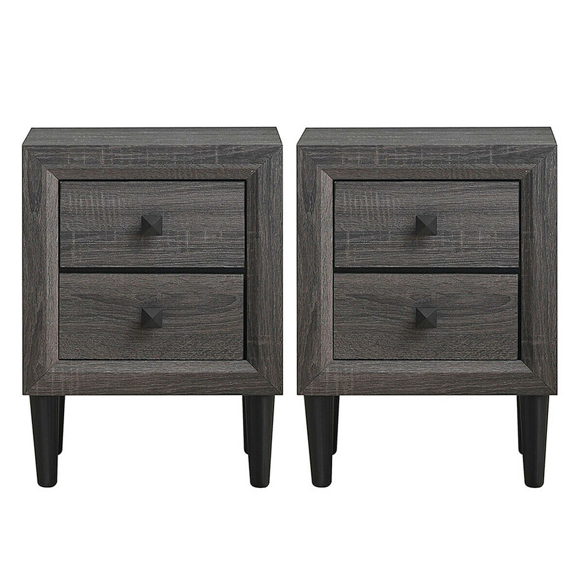 2PCS Nightstand W/2 Drawer Multipurpose, Gray Nightstands at Gallery Canada